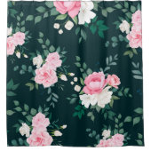 Eleganter rosa Duschvorhang mit Blumen (Vorderseite)