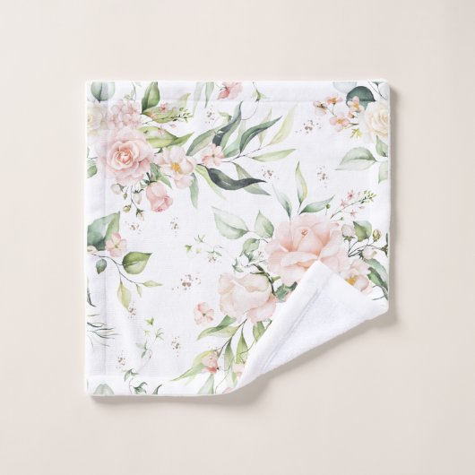 Eleganter Rosa Eukalyptus Badhandtuch Set (Waschlappen)