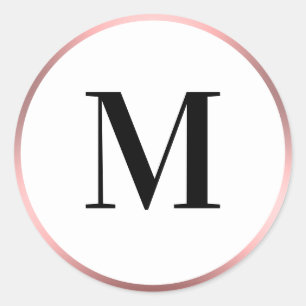 Eleganter rosa Farbverlauf Schwarz Weiß Monogramm  Runder Aufkleber