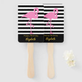 Eleganter rosa Flamingo auf schwarzen und weißen S Fächer (Vorne und Hinten)