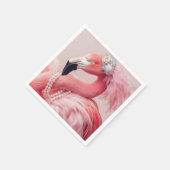 Eleganter rosa Flamingo mit Perlen und Federn Serviette (Ecke)