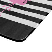Eleganter rosa Flamingo Schwarz-weißer Goldskriptn Schneidebrett (Ecke)