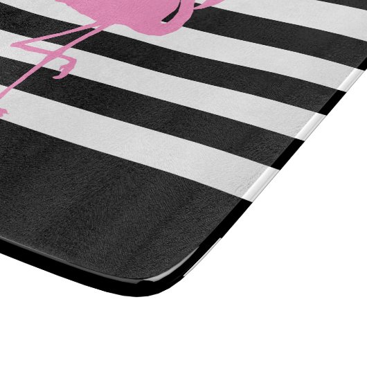 Eleganter rosa Flamingo Schwarz-weißer Goldskriptn Schneidebrett (Ecke)