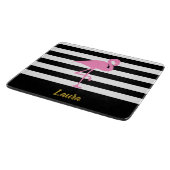 Eleganter rosa Flamingo Schwarz-weißer Goldskriptn Schneidebrett (Ecke)
