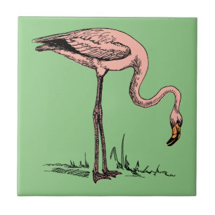 Eleganter Rosa Flamingo - Vintage-Ästhetik Fliese