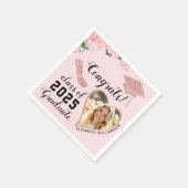 Eleganter Rosa-Flora-Klasse 2025 Abschluss Serviette (Ecke)