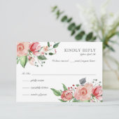 Eleganter Rosa Flora Quinceñera Geburtstag RSVP Karte (Stehend Vorderseite)