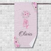 Eleganter rosa Floral Ballerina Personalisierter N Badehandtuch