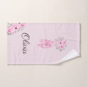 Eleganter rosa Floral Ballerina Personalisierter N Badhandtuch Set (Handtuch)