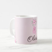 Eleganter rosa Floral Ballerina Personalisierter N Kaffeetasse (Vorderseite Links)