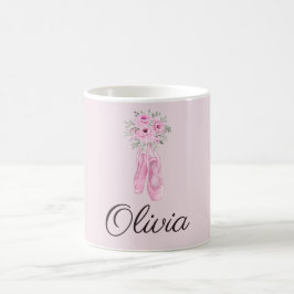 Eleganter rosa Floral Ballerina Personalisierter N Kaffeetasse