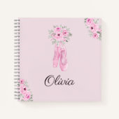 Eleganter rosa Floral Ballerina Personalisierter N Notizblock (Vorderseite)