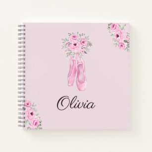 Eleganter rosa Floral Ballerina Personalisierter N Notizblock