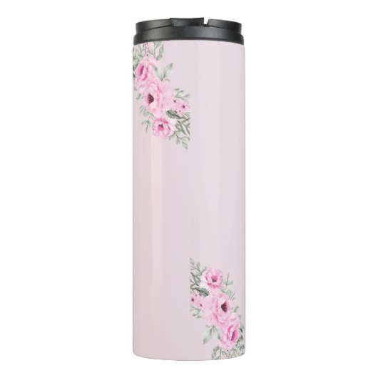 Eleganter rosa Floral Ballerina Personalisierter N Thermosbecher (Rückseite)