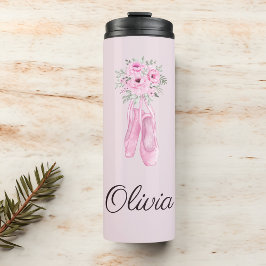 Eleganter rosa Floral Ballerina Personalisierter N Thermosbecher