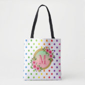 Eleganter rosa Floral Bridesmaid Monogramm Name Tasche (Vorderseite)