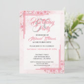 Eleganter Rosa Floral Women's 50. Geburtstag Einladung (Stehend Vorderseite)