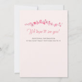 Eleganter Rosa Floral Women's 50. Geburtstag Einladung (Rückseite)