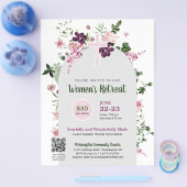 Eleganter Rosa Floral Women's Church QR Code Retre Flyer (Einzeln)