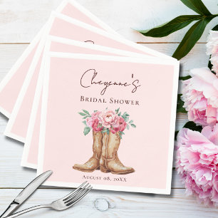 Eleganter rosa floraler Cowgirl-Brautabschiedspart Serviette
