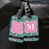 Eleganter rosa, floraler Gepäckträger mit Monogram Gepäckanhänger
