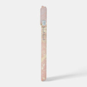 eleganter rosa Flüssigmarmor iPhone 15 Hülle (Linke Seite)