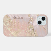 eleganter rosa Flüssigmarmor iPhone 15 Hülle (Rückseite (Horizontal))