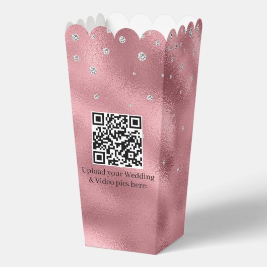 Eleganter rosa Foil & Diamond Wedding Popcorn Geschenkschachtel (Rückseite)