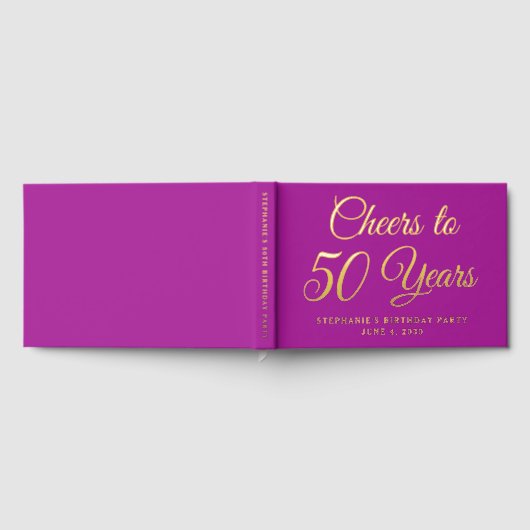 Eleganter Rosa Foil jubelt bis 50 Jahre Gästebuch (Voll)