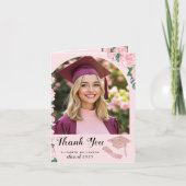 Eleganter Rosa Foto Abschluss Dankeskarte (Vorderseite)