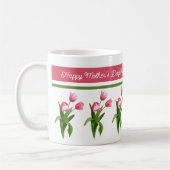 Eleganter Rosa Frühling Tulip Fröhlicher Muttertag Kaffeetasse (Links)