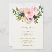 Eleganter Rosa Garten Blumenbeete Wasserfarben Hoc Einladung (Vorderseite)