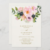 Eleganter Rosa Garten Blumenbeete Wasserfarben Hoc Einladung (Vorne/Hinten)