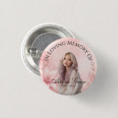Eleganter rosa Gedenkhintergrund feminine Beerdigu Button (Vorne & Hinten)