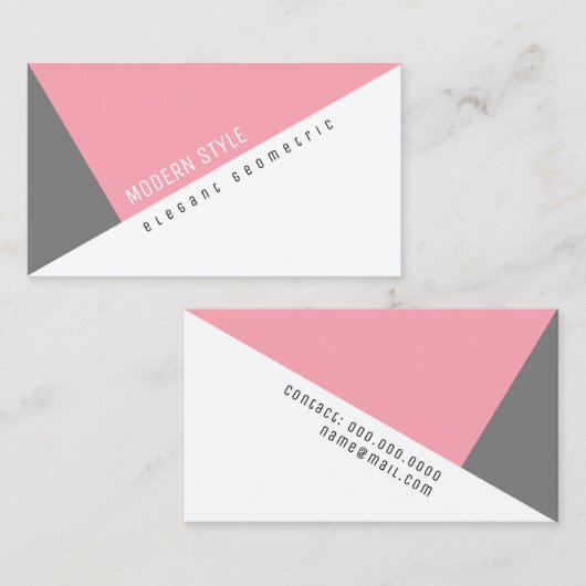 eleganter rosa geometrischer moderner Stil Visitenkarte (Vorne/Hinten)