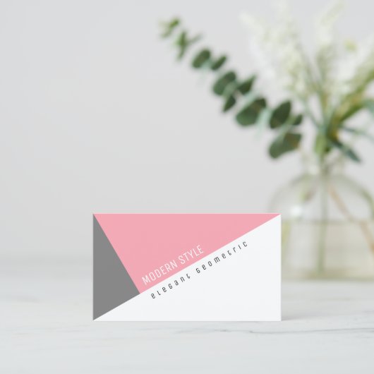 eleganter rosa geometrischer moderner Stil Visitenkarte (Stehend Vorderseite)