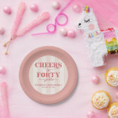 Eleganter rosa gestreifter Cheers bis 40 Jahre Geb Pappteller (Party)