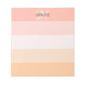 Eleganter Rosa gestreifter Monogrammname Notizblock (Vorderseite)