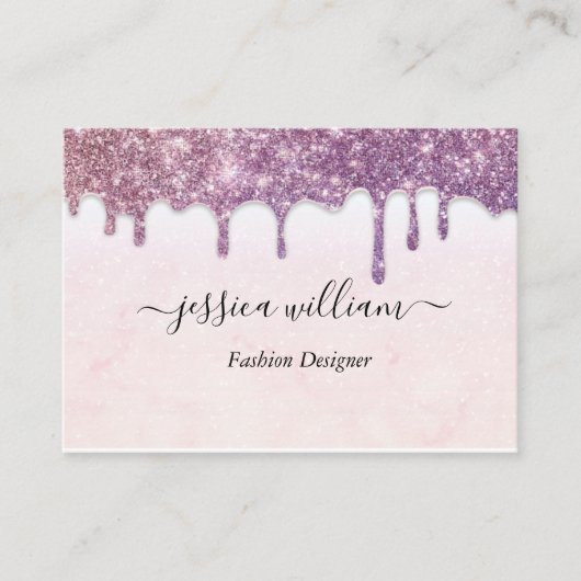 Eleganter Rosa Glitzer Agate Moderner Stil Telefonnummerkarte (Vorderseite)