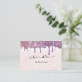 Eleganter Rosa Glitzer Agate Moderner Stil Telefonnummerkarte (Stehend Vorderseite)