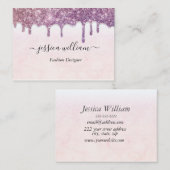 Eleganter Rosa Glitzer Agate Moderner Stil Telefonnummerkarte (Vorne/Hinten)