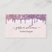 Eleganter Rosa Glitzer Agate Moderner Stil Telefonnummerkarte (Vorderseite)