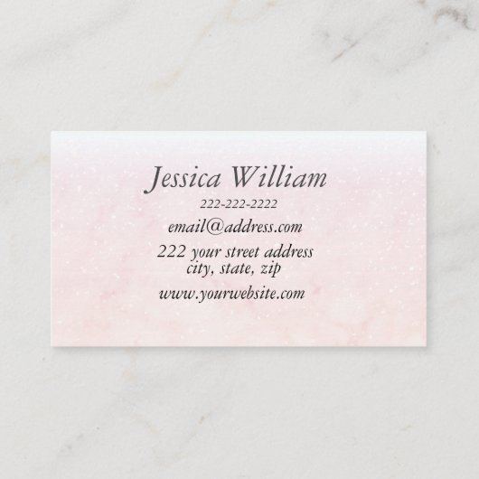 Eleganter Rosa Glitzer Agate Moderner Stil Telefonnummerkarte (Rückseite)