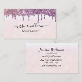 Eleganter Rosa Glitzer Agate Moderner Stil Telefonnummerkarte