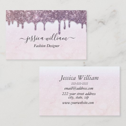 Eleganter Rosa Glitzer Agate Moderner Stil Visitenkarte (Vorne/Hinten)