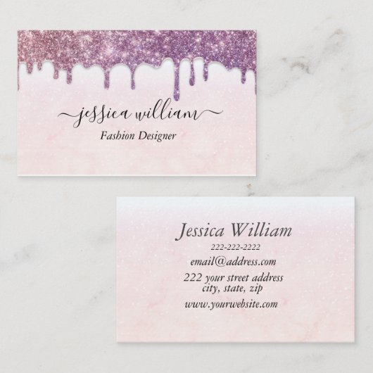 Eleganter Rosa Glitzer Agate Moderner Stil Visitenkarte (Vorne/Hinten)