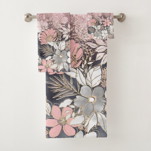 Eleganter Rosa Glitzer Badhandtuch Set (Insitu)