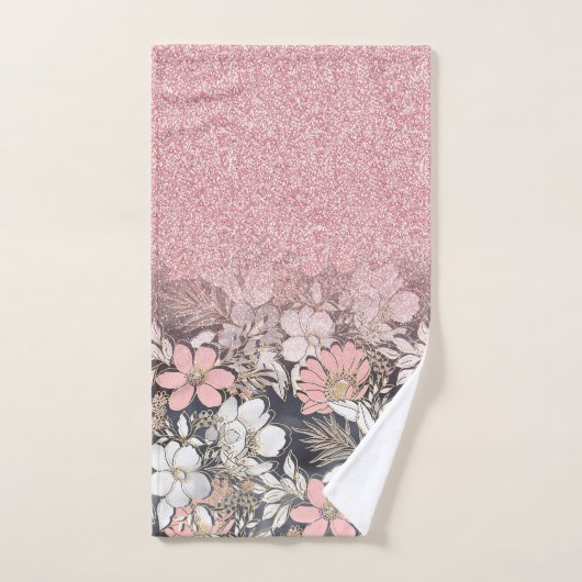 Eleganter Rosa Glitzer Badhandtuch Set (Handtuch)