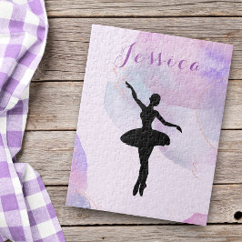 Eleganter Rosa Glitzer Ballettänger Ballerina Name Puzzle
