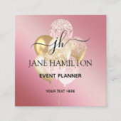 Eleganter Rosa Glitzer Balloons Quadratische Visitenkarte (Vorderseite)